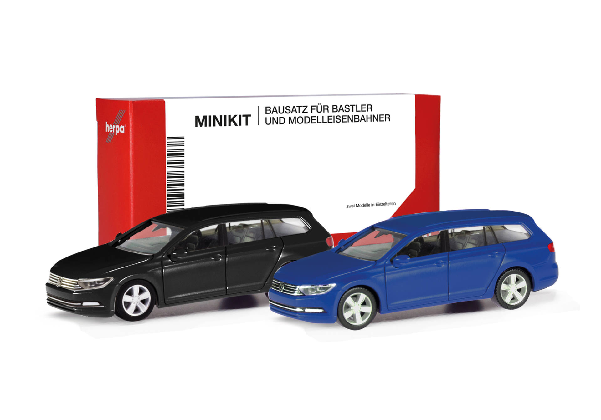 Herpa MiniKit: Volkswagen (VW) Passat Variant, schwarz und ultramarinblau (2 Stück)