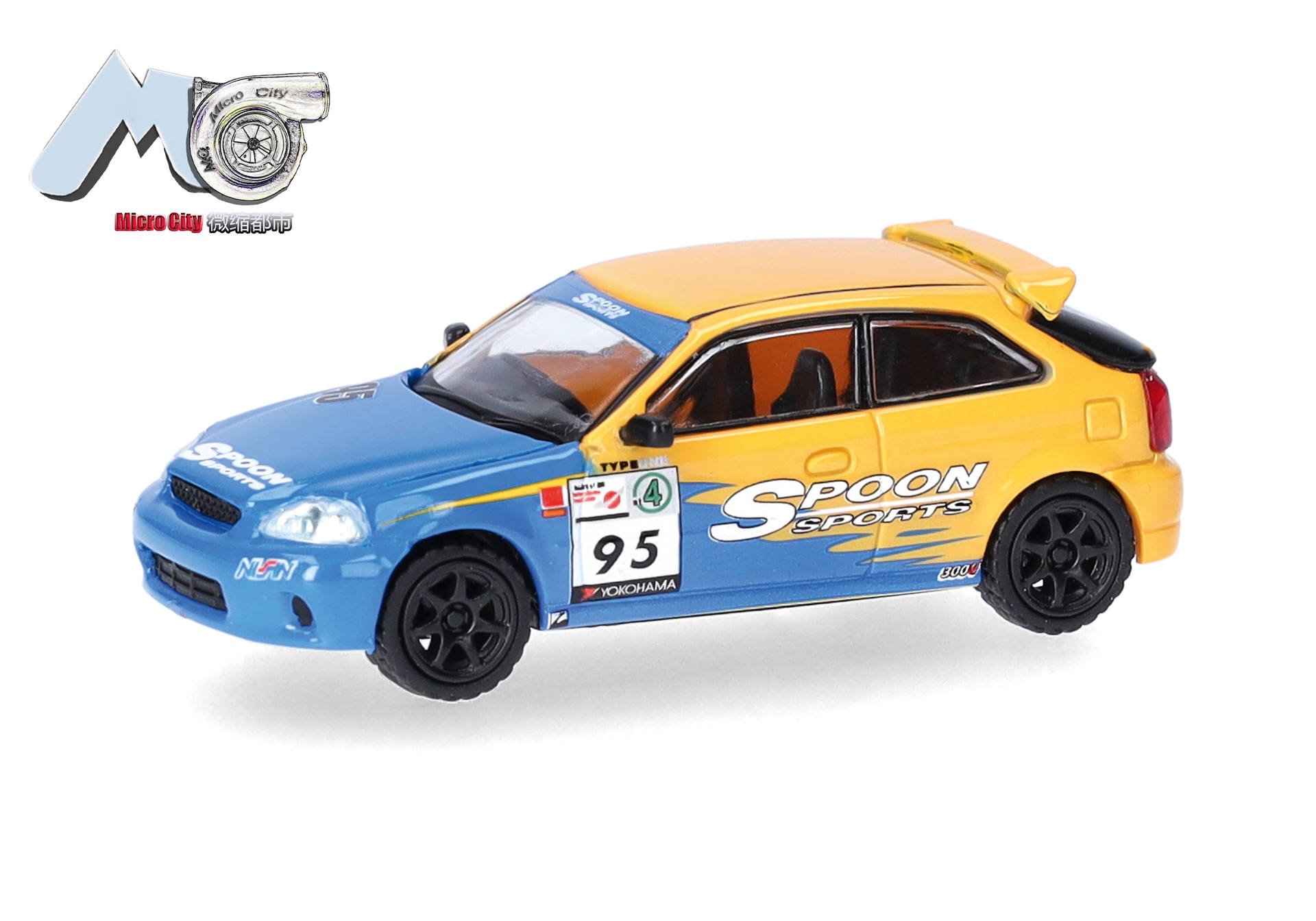 diecast, racing car, miniature, blue yellow, sport decals