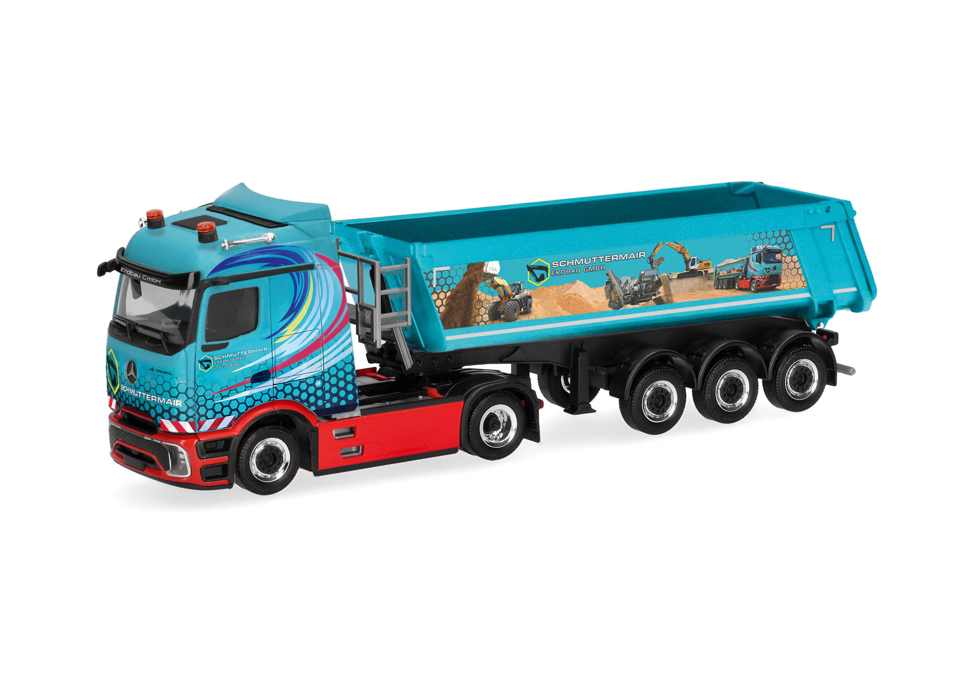 toy truck, dump truck, blue truck, semi-trailer, trailer truck