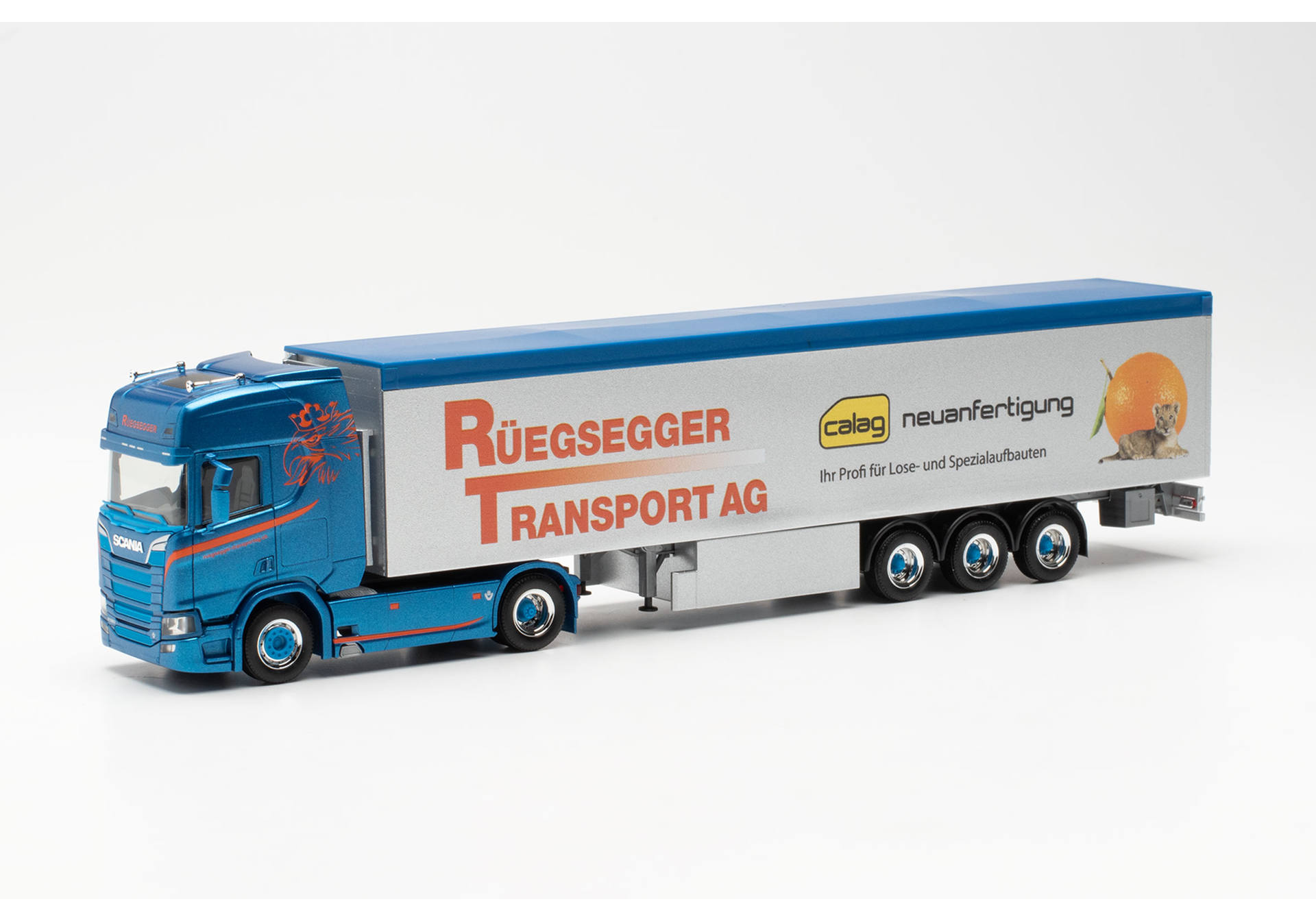 Scania CR 20 HD walking floor semitrailer truck "Rüegsegger/Calag"