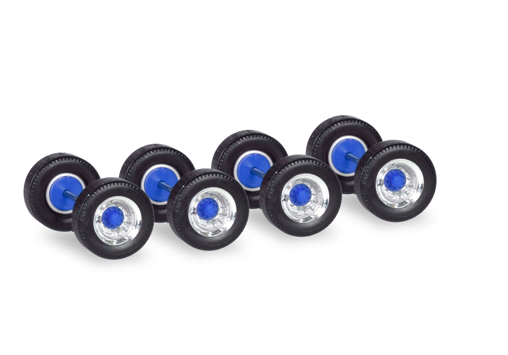 12 Set of wheels for trucks, chromium/blue
