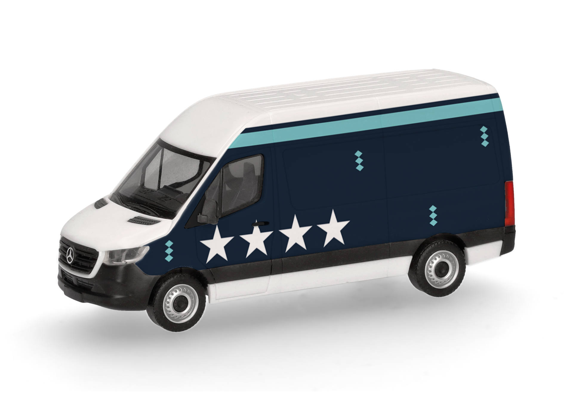 van, miniature, van model, blue van, star decals