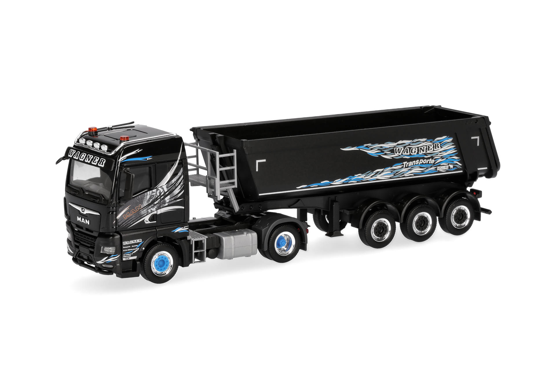 truck, semi-trailer, dump truck, black color, graphic design