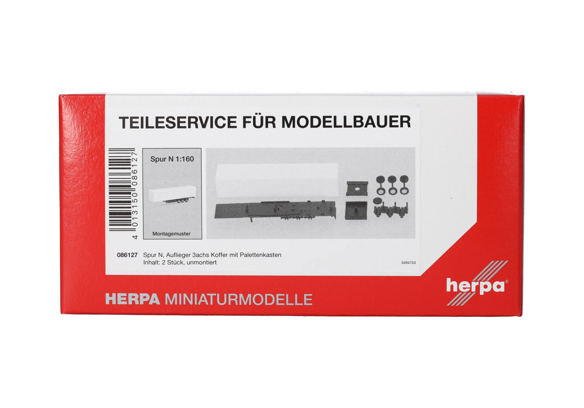 Teileservice, Spur N (1:160), Auflieger 3achs Koffer, 2 Stück