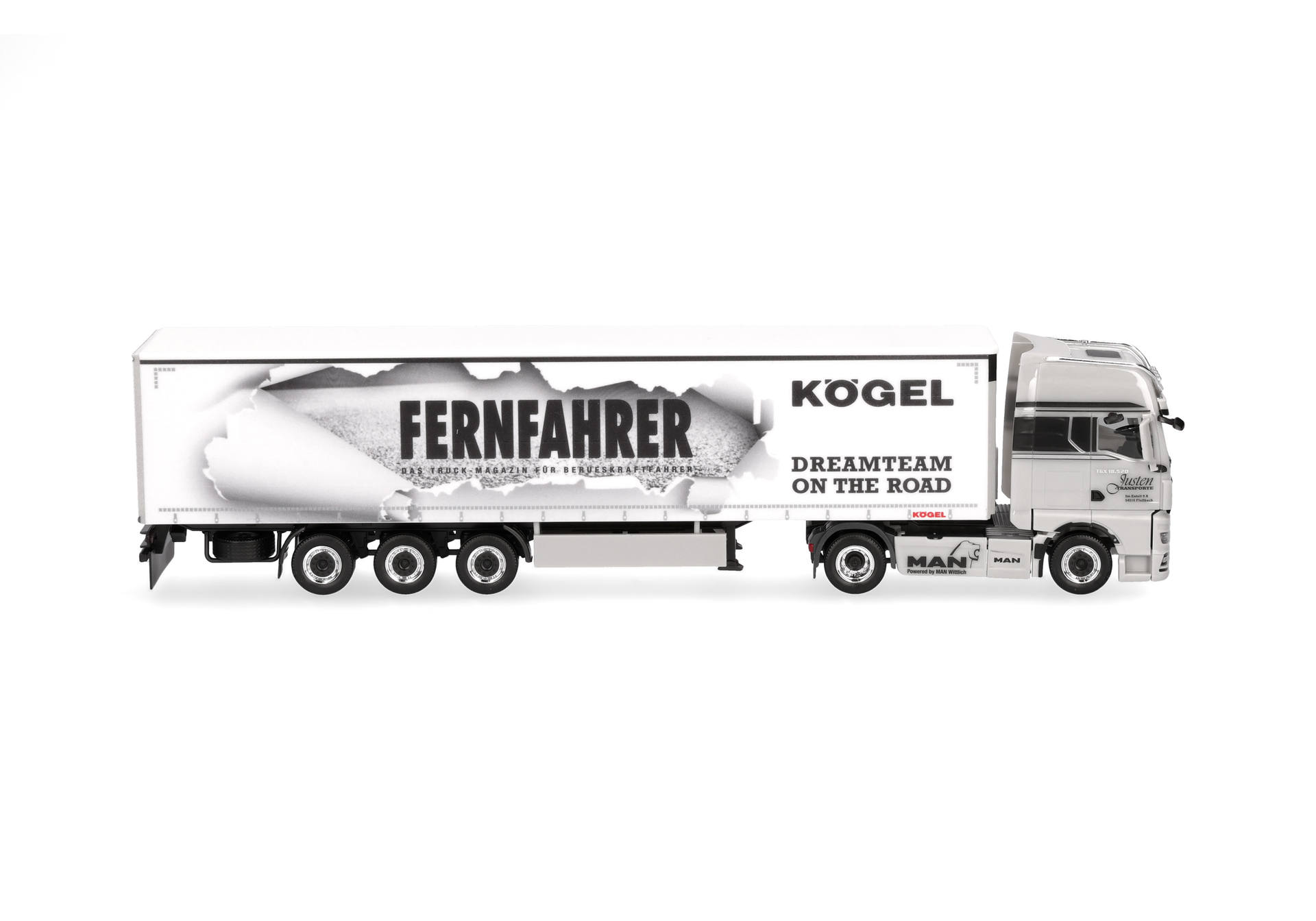 truck, trailer, semi-trailer, white truck, advertising trailer