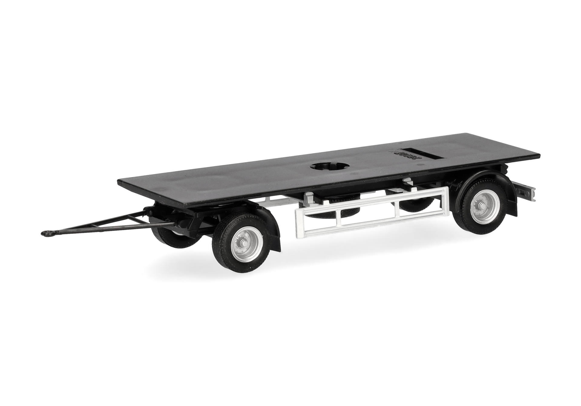 flatbed trailer, toy truck, model trailer, dual axle, black plate