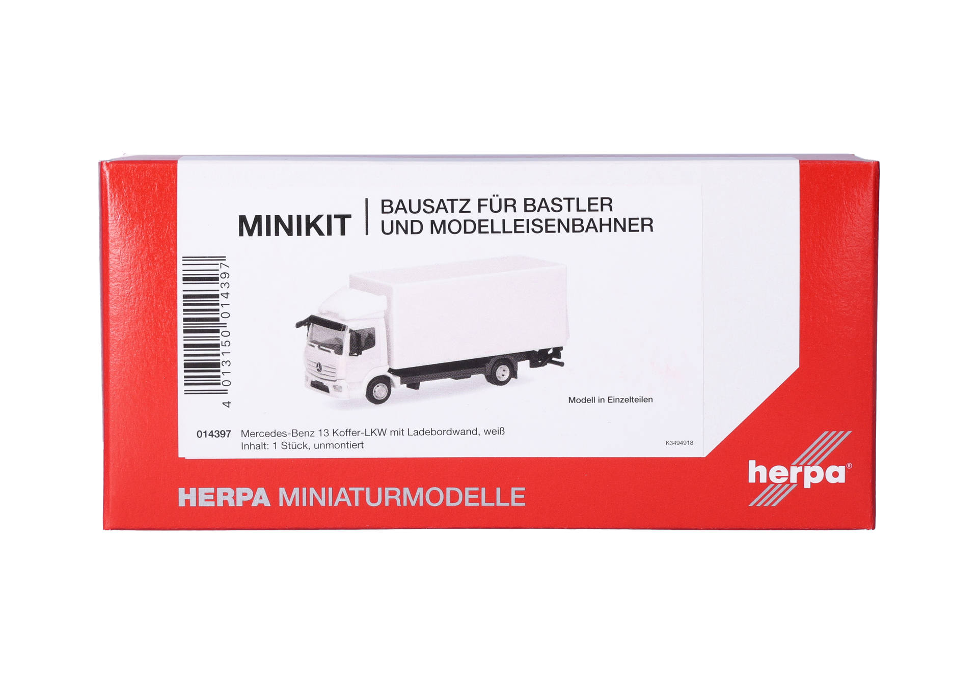 Herpa MiniKit: Mercedes-Benz Atego 13 box truck with rear tail lift, white (1 piece)