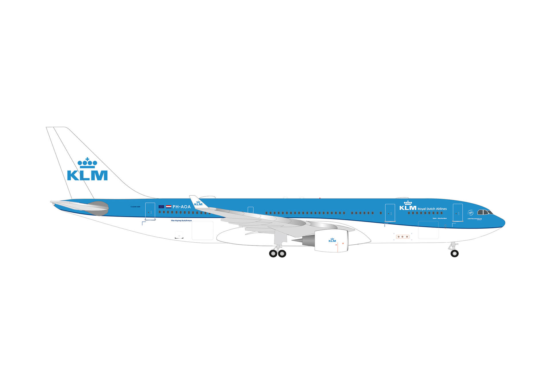 airliner, airplane, commercial aircraft, blue livery, KLM logo