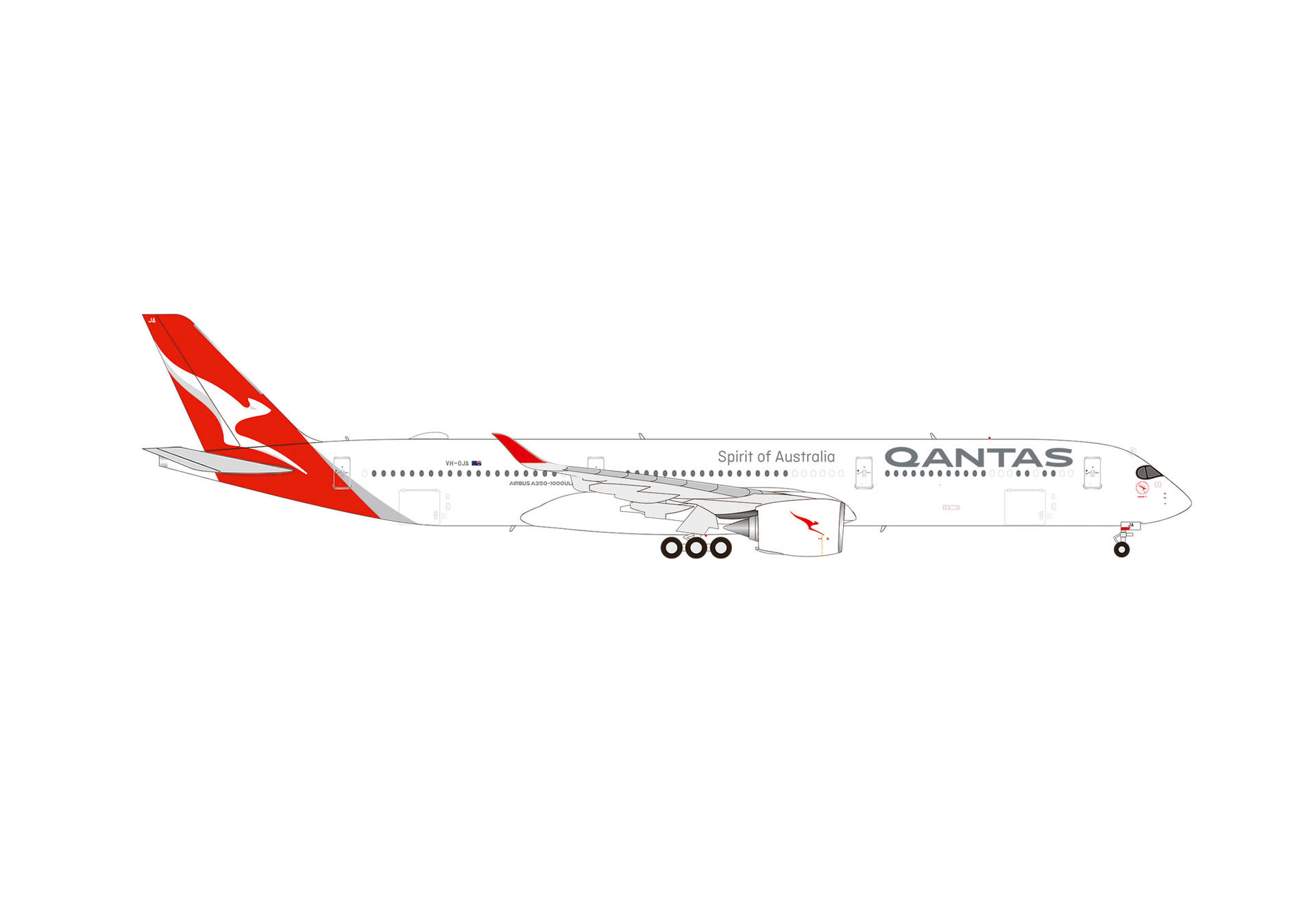 airplane, airliner, Qantas, white, red tail