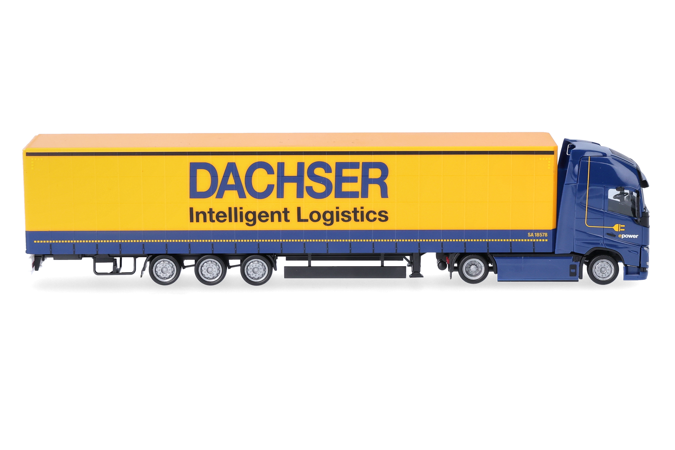 trailer, truck, logistics, blue-yellow, model truck