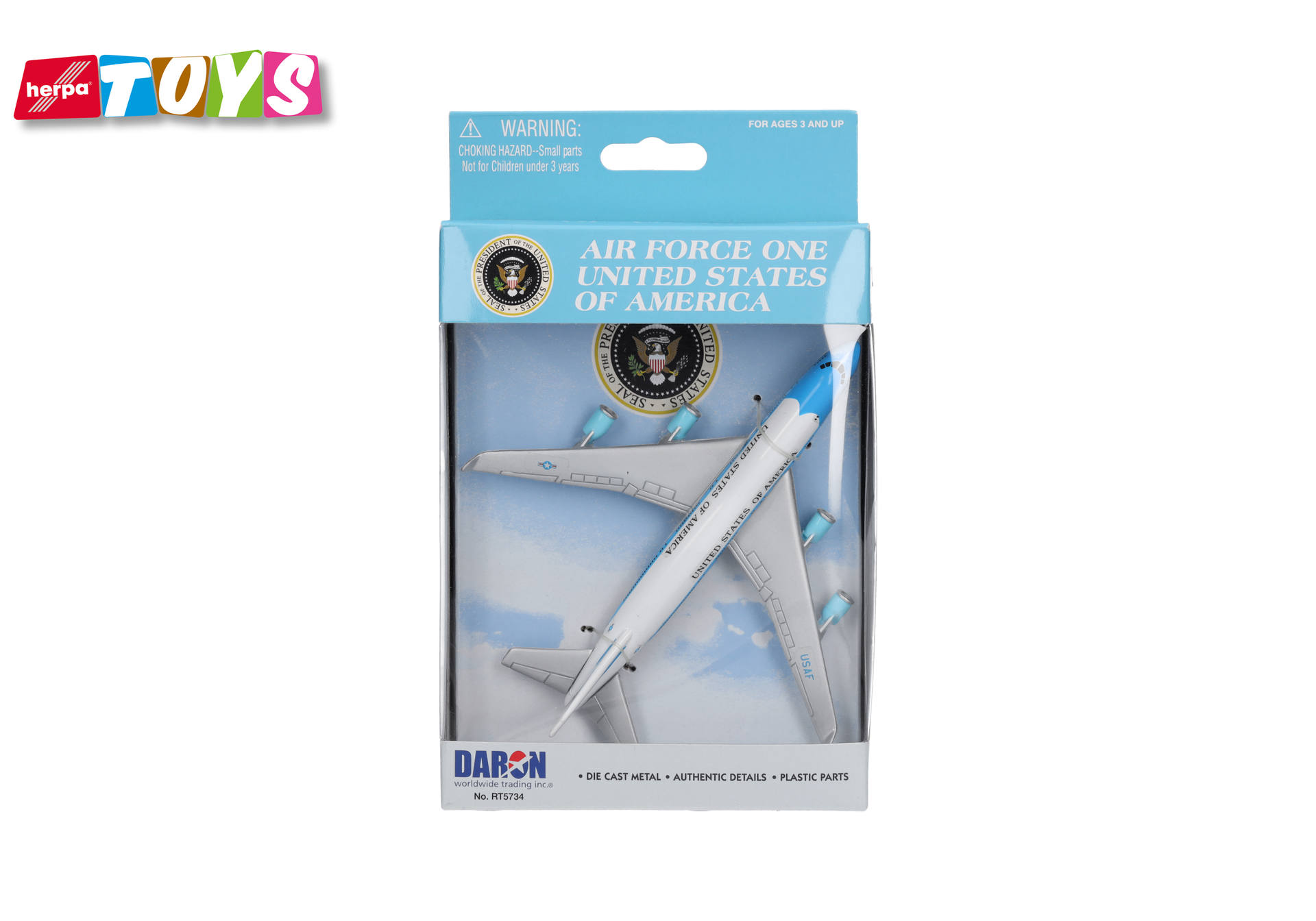 airplane, model, die-cast, toy, USAF, airplane toy, die-cast, plastic model, -blue accents, United States flag/USAF livery