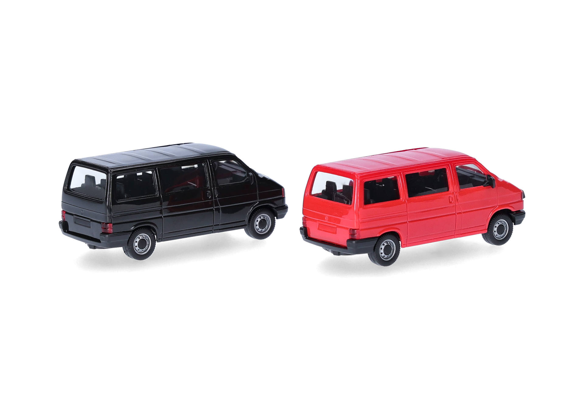 toy van, miniature, sedan van, black and red, pair of vans