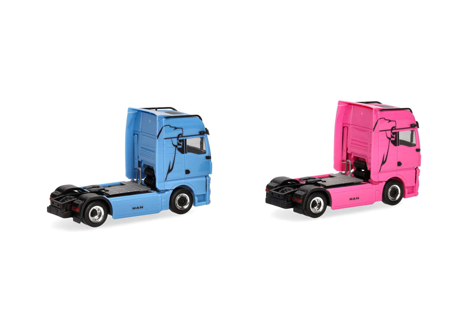 MAN & WOMAN eTGX GX set rigid tractors, 2axles, light blue and pink
