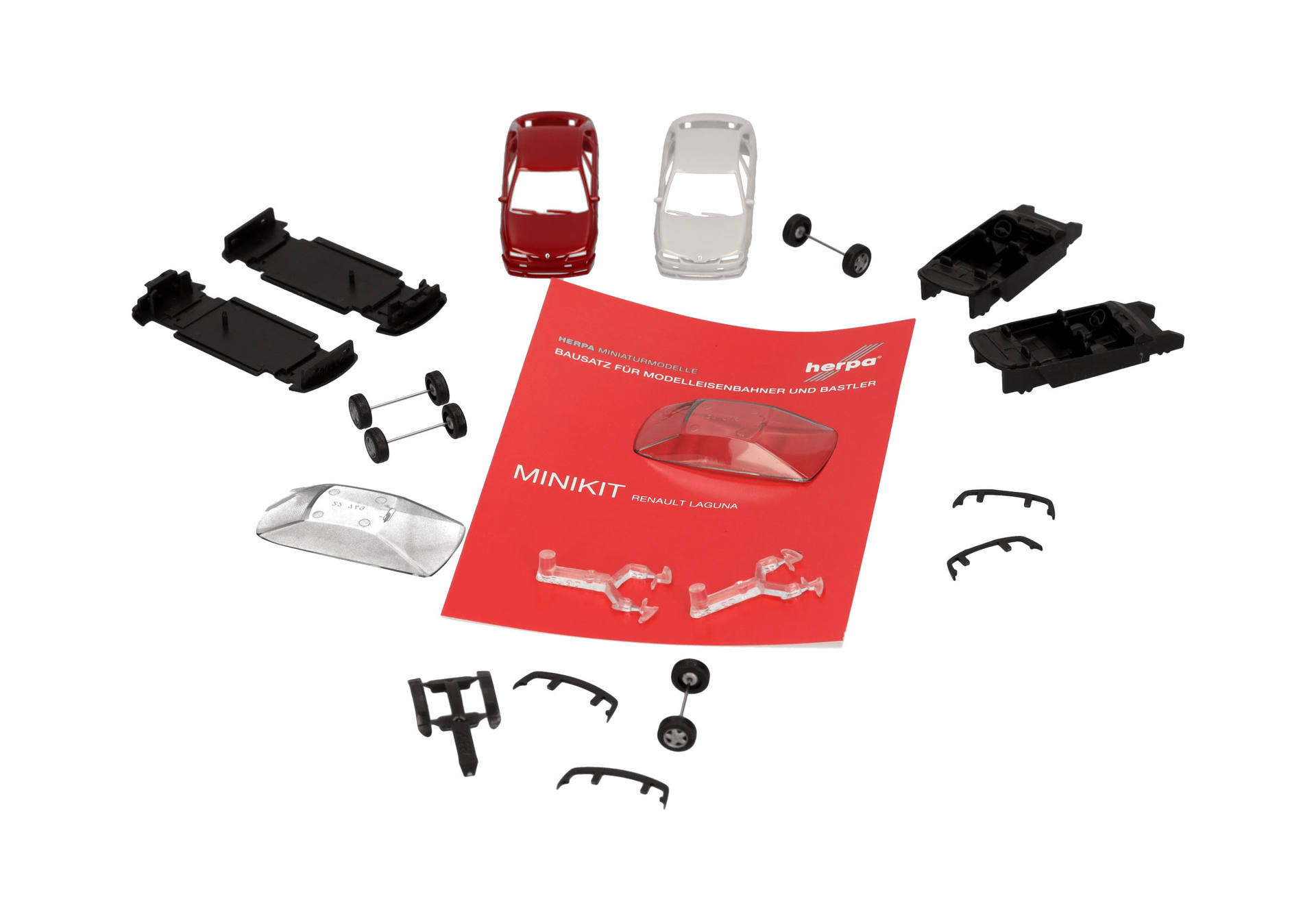Herpa MiniKit: Renault Laguna, sienna red and arctic white, 2 pieces