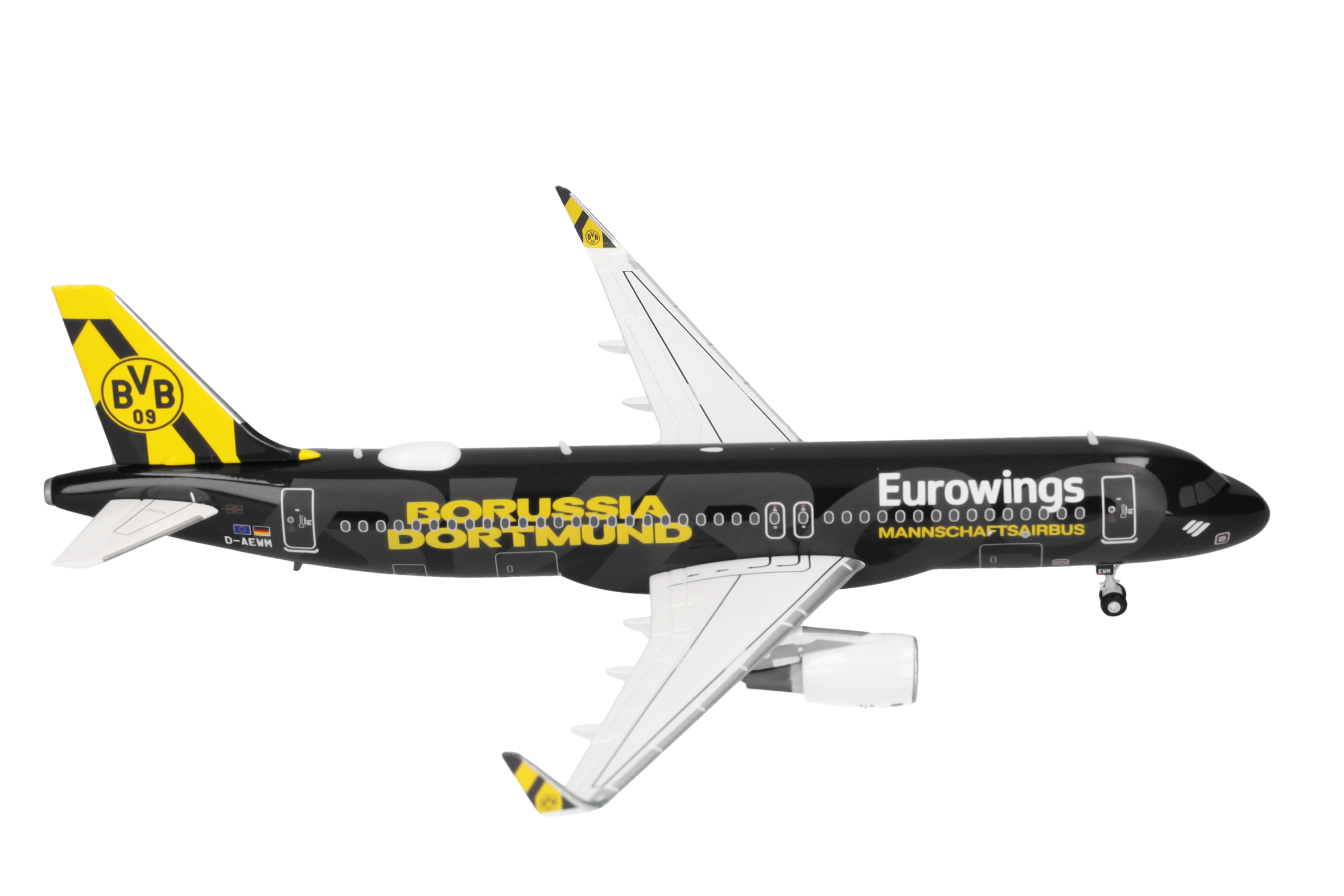 airplane, jet, model, diecast, black-yellow