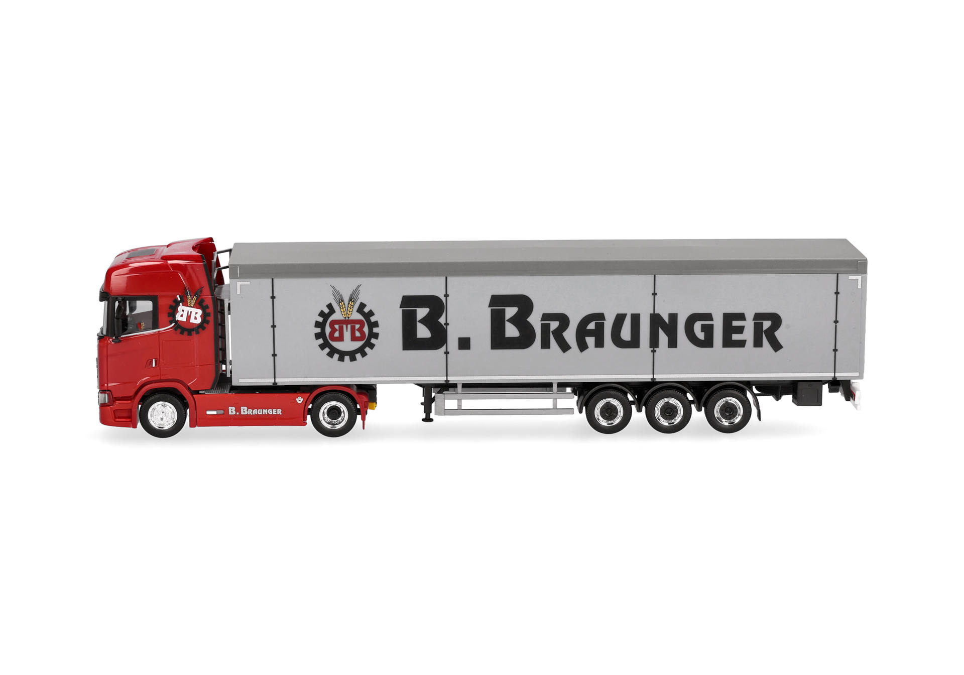 truck, semi-trailer, red tractor, trailer, logos