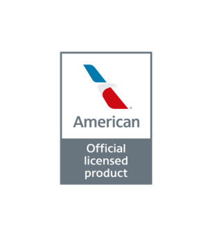 airline logo, American Airlines, official licensed product, logo on label, bar badge, official licensed product, American, logo, brand label, license