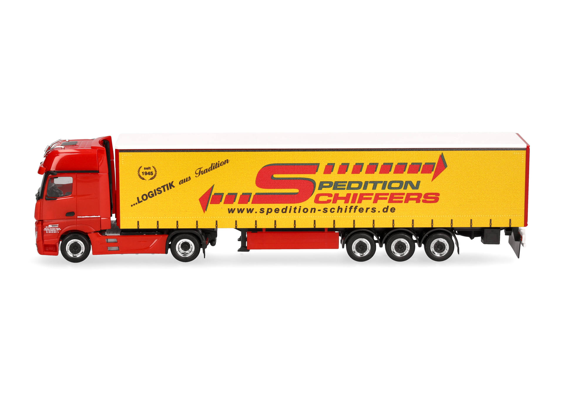 Mercedes-Benz Actros Gigaspace curtain canvas semitrailer truck "Spedition Schiffers"