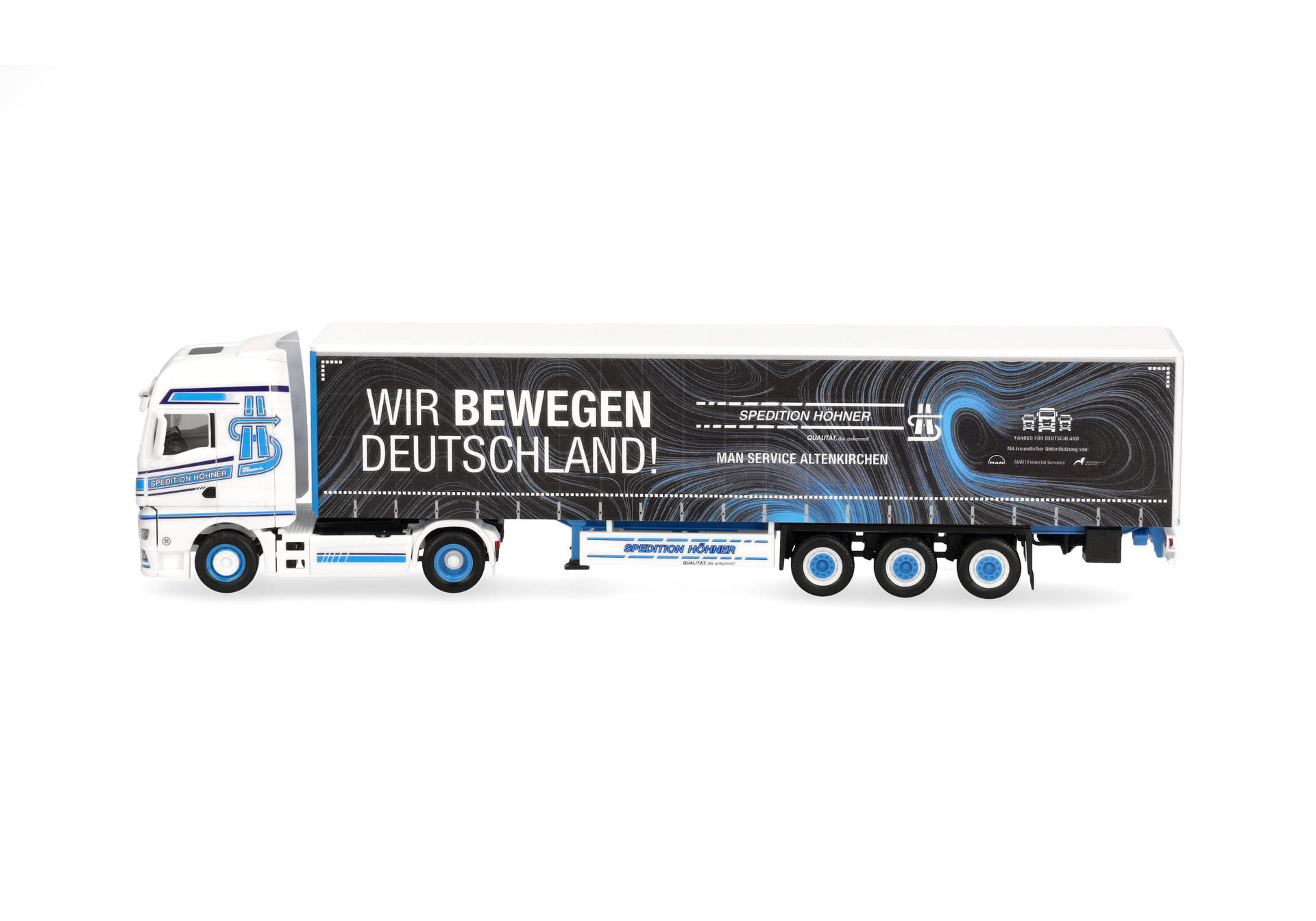 truck, semi-trailer, trailer, graphic-livery, blue-white, tractor-trailer, truck, articulated, box-trailer, blue-white