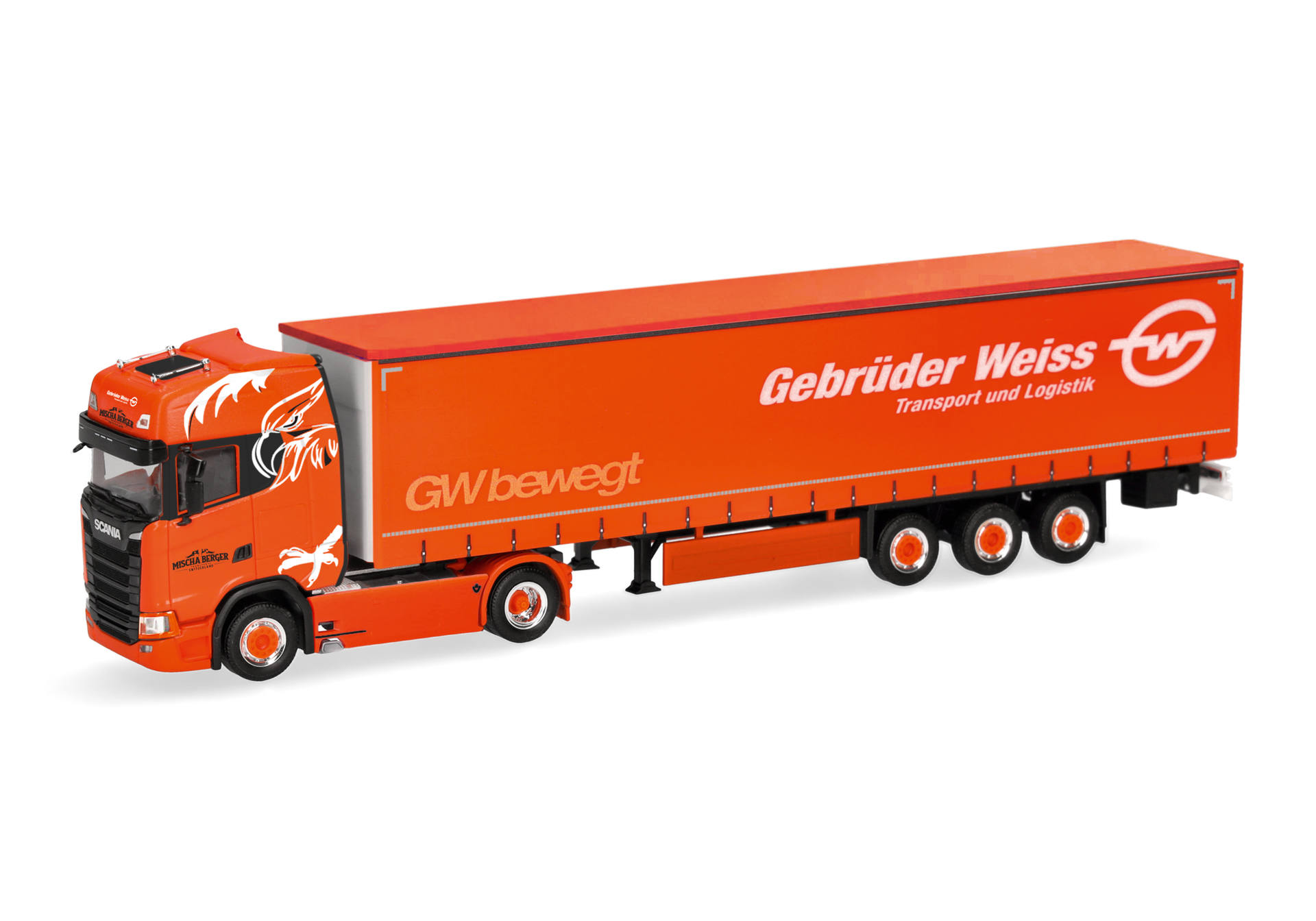 truck, trailer, orange, semi-trailer, branding