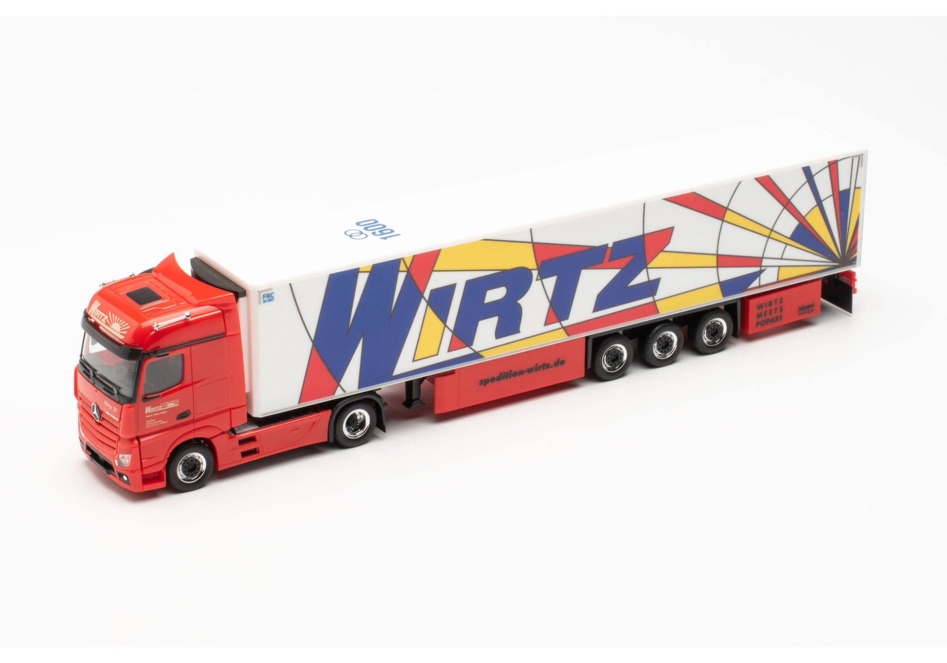 Mercedes-Benz Actros `18 Bigspace 15 meter refrigerated box semitrailer truck „Wirtz Popart“ (North Rhine-Westphalia/Bornheim)