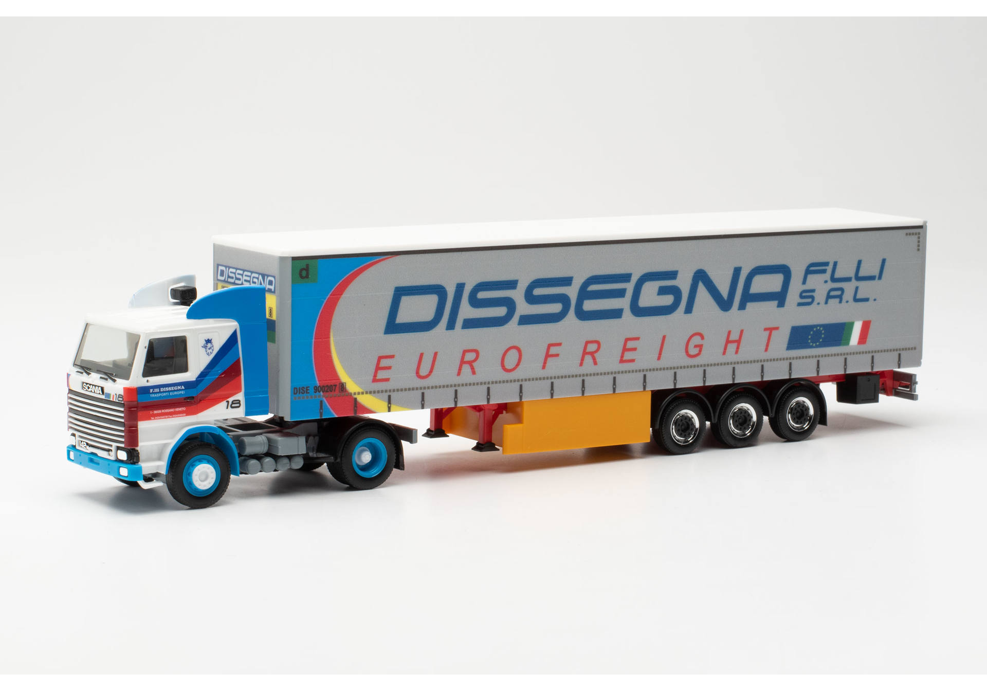 Scania 142 Gardinenplanen-Sattelzug "Dissegna" (Italien/Rossano Veneto)