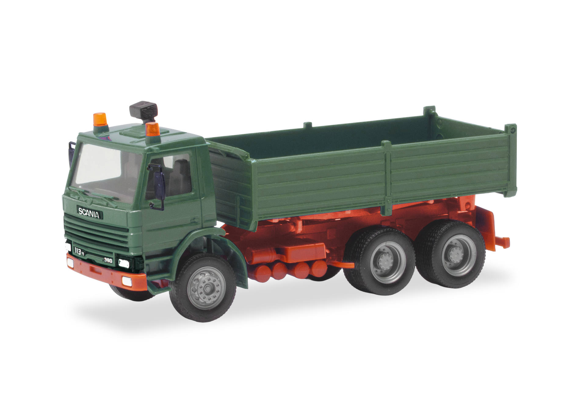 truck, dump truck, model, green, orange chassis