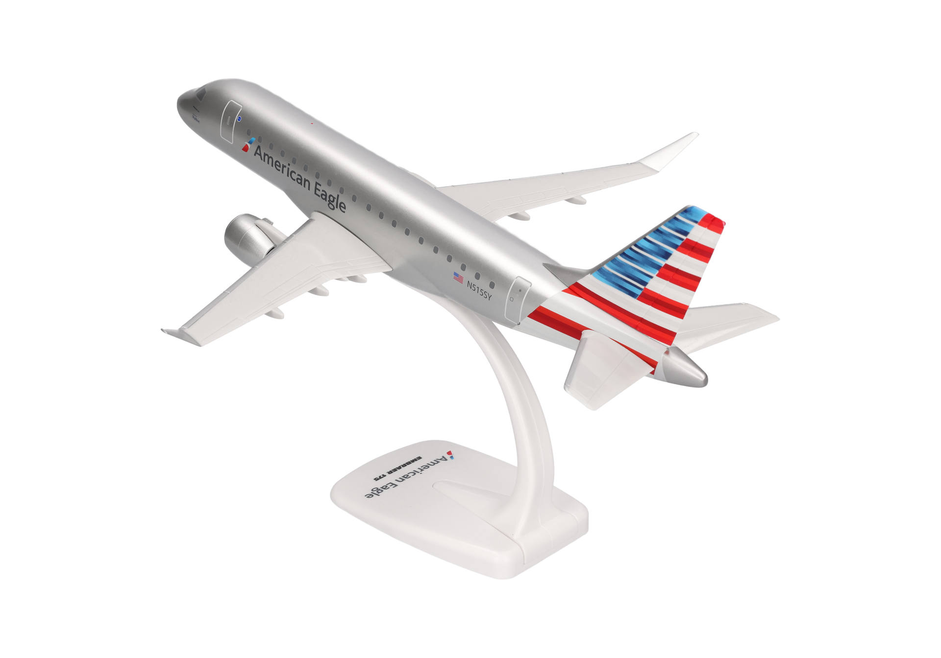 airplane, model, silver, tail-stripe, stand