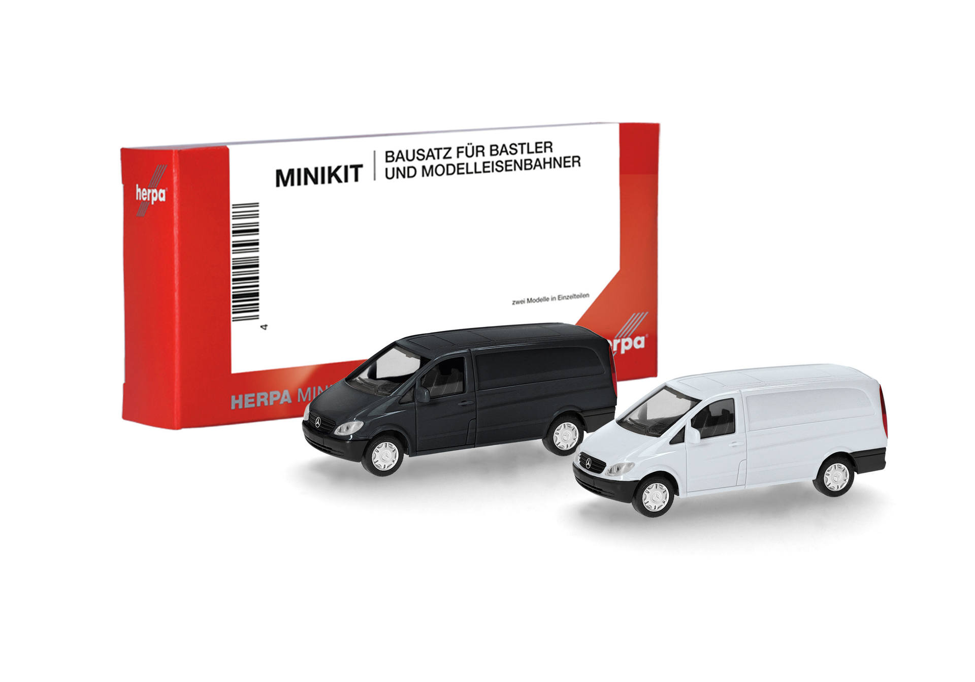 Herpa MiniKit: Mercedes-Benz Vito transporter, white and black (2 piece)