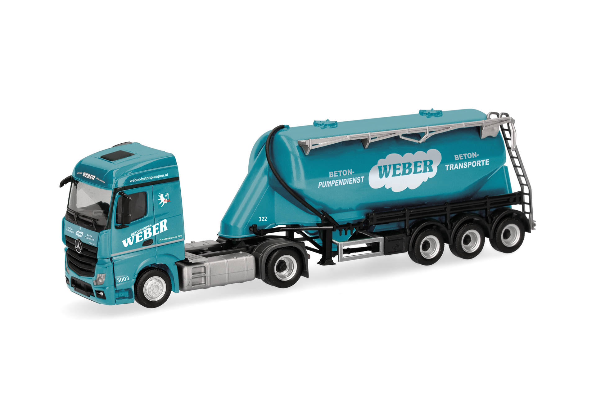 Mercedes-Benz Actros '18 Streamspace bulk semitrailer truck "Weber Betonpumpen" (Austria)