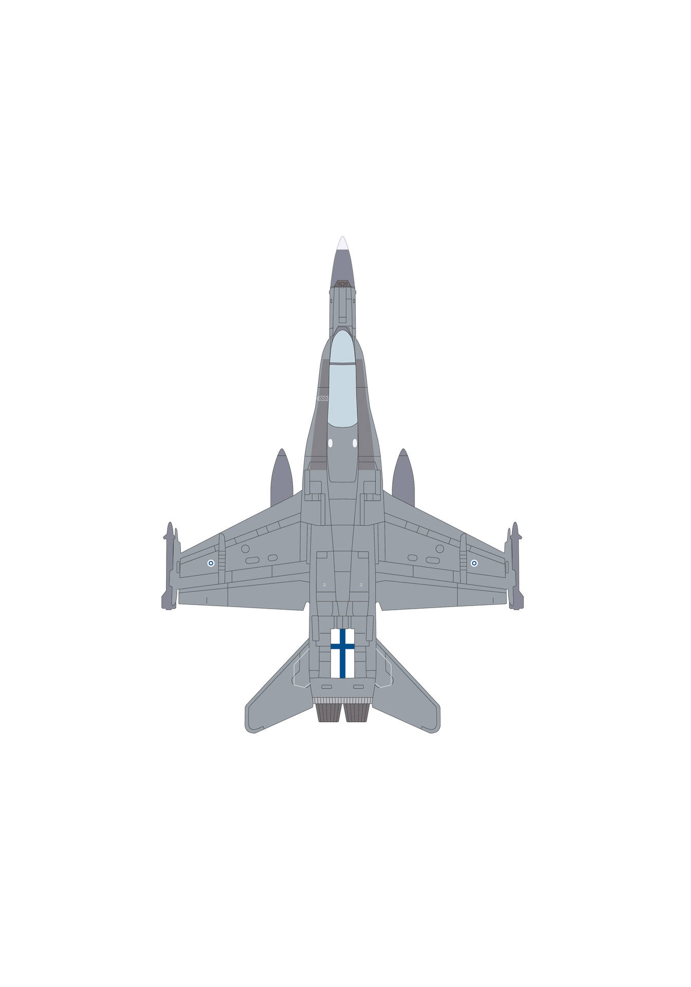 Kampfjet, Flugzeug, Militärflugzeug, Grau, Finnland-Abzeichen