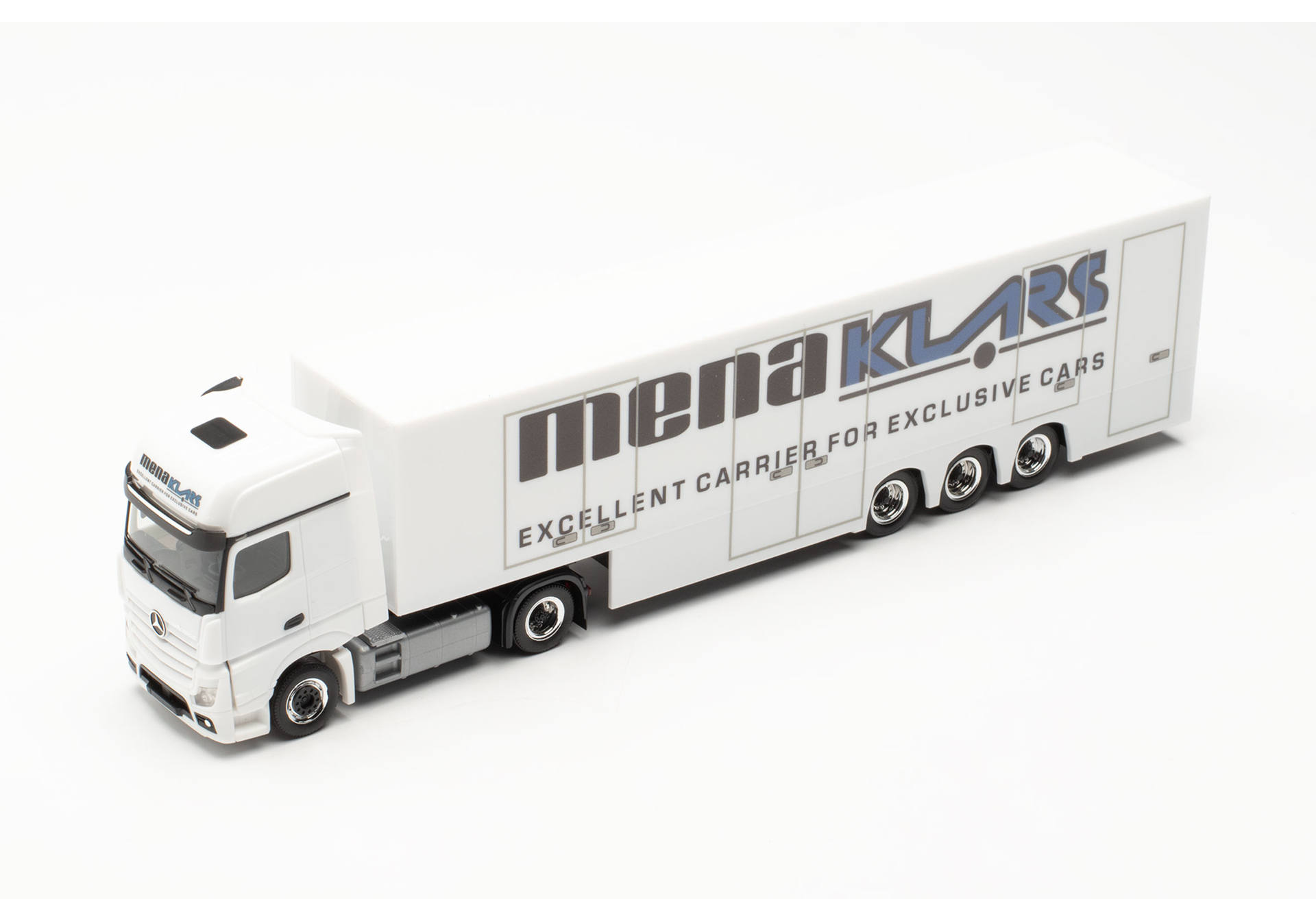 Mercedes-Benz Actros 18 Gigaspace box semitrailer truck "Menaklars GmbH"