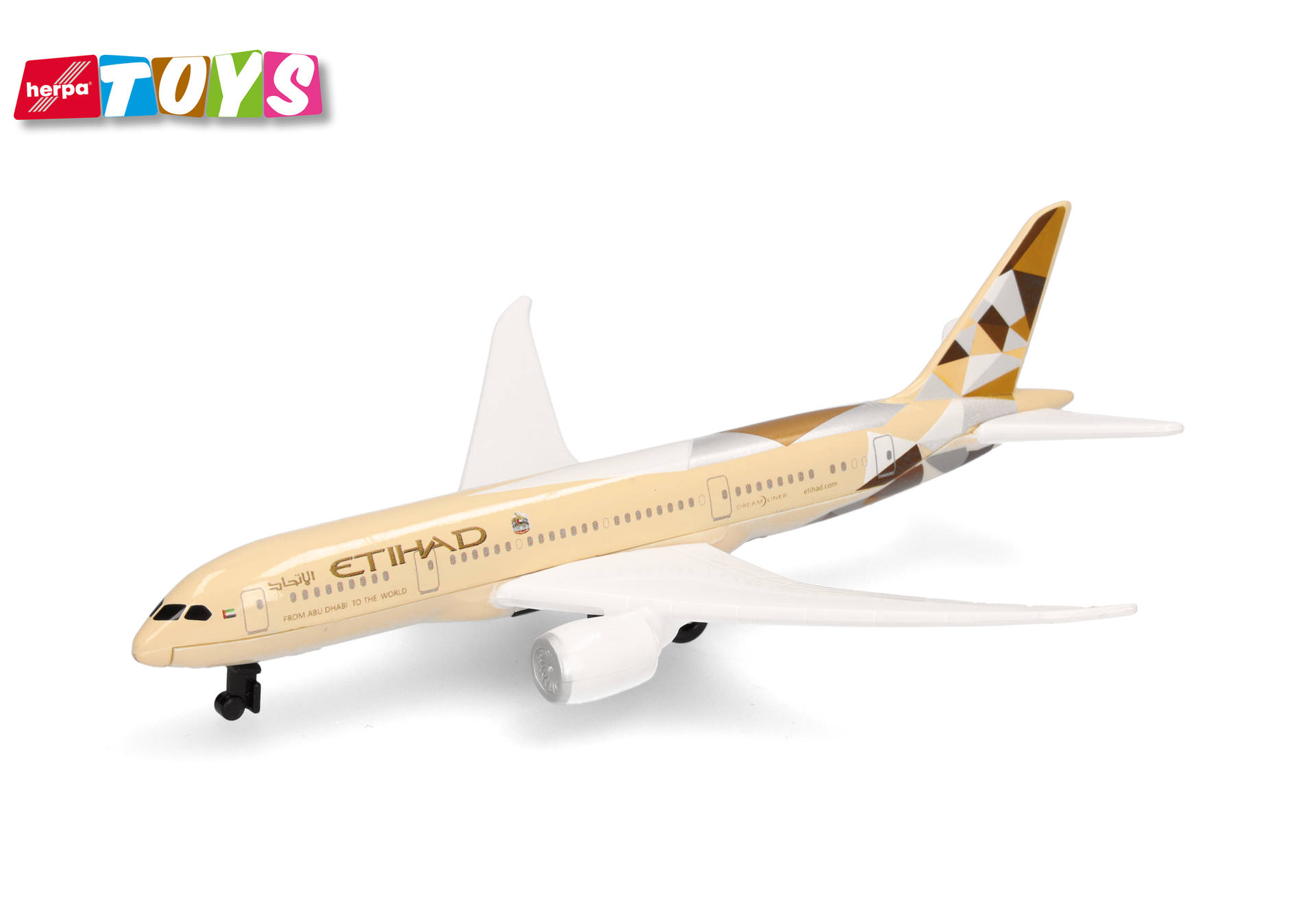 airplane, model, diecast, gold, Etihad