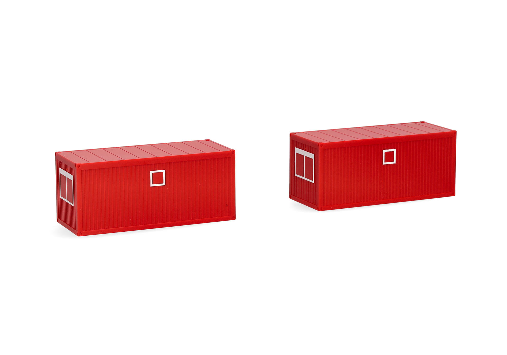 2x 20ft building site container, red