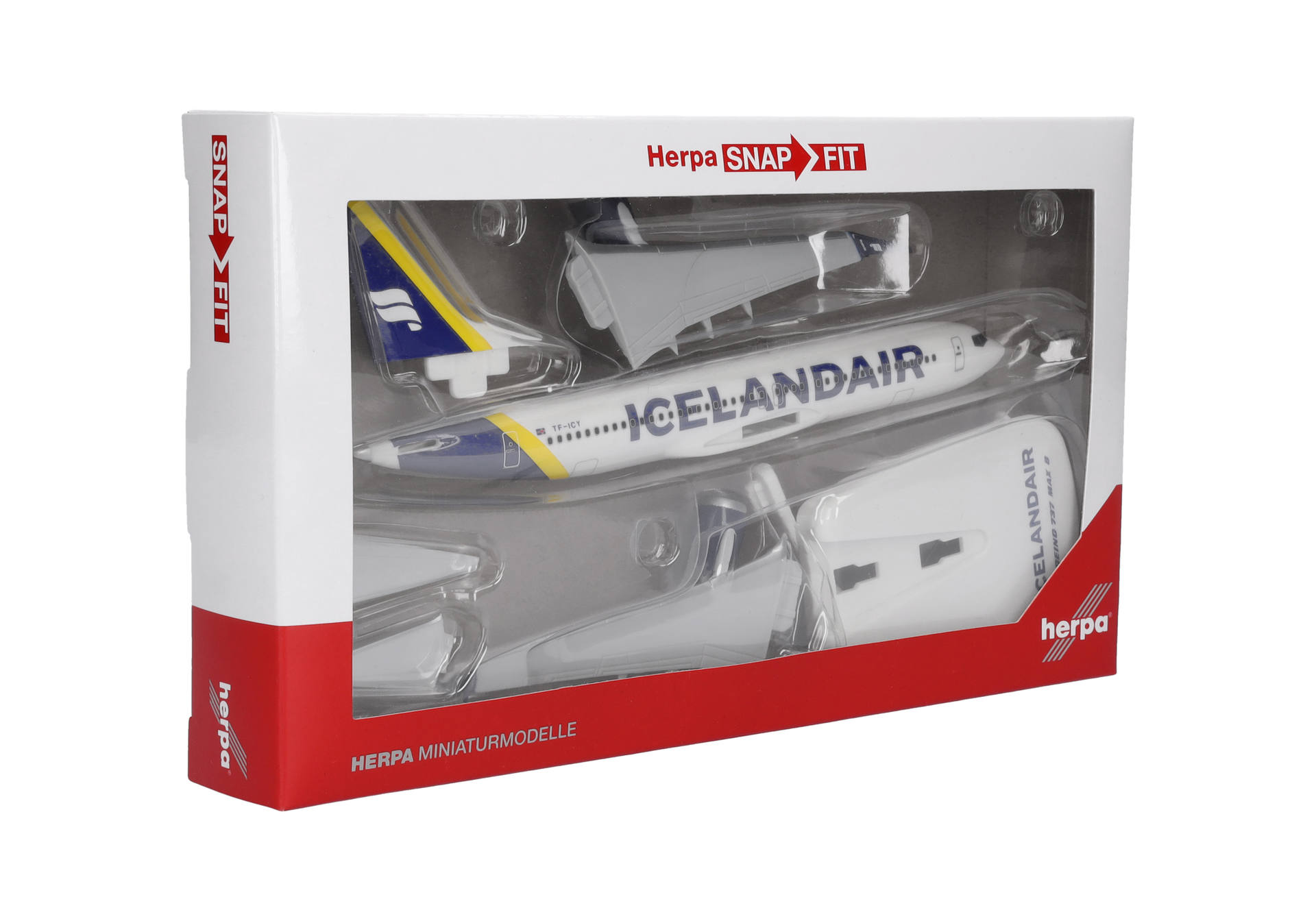 airliner model, Icelandair zoom, plastic model, die-cast airplane, set includes aircraft parts, model, airliner, airplane, diecast, miniature