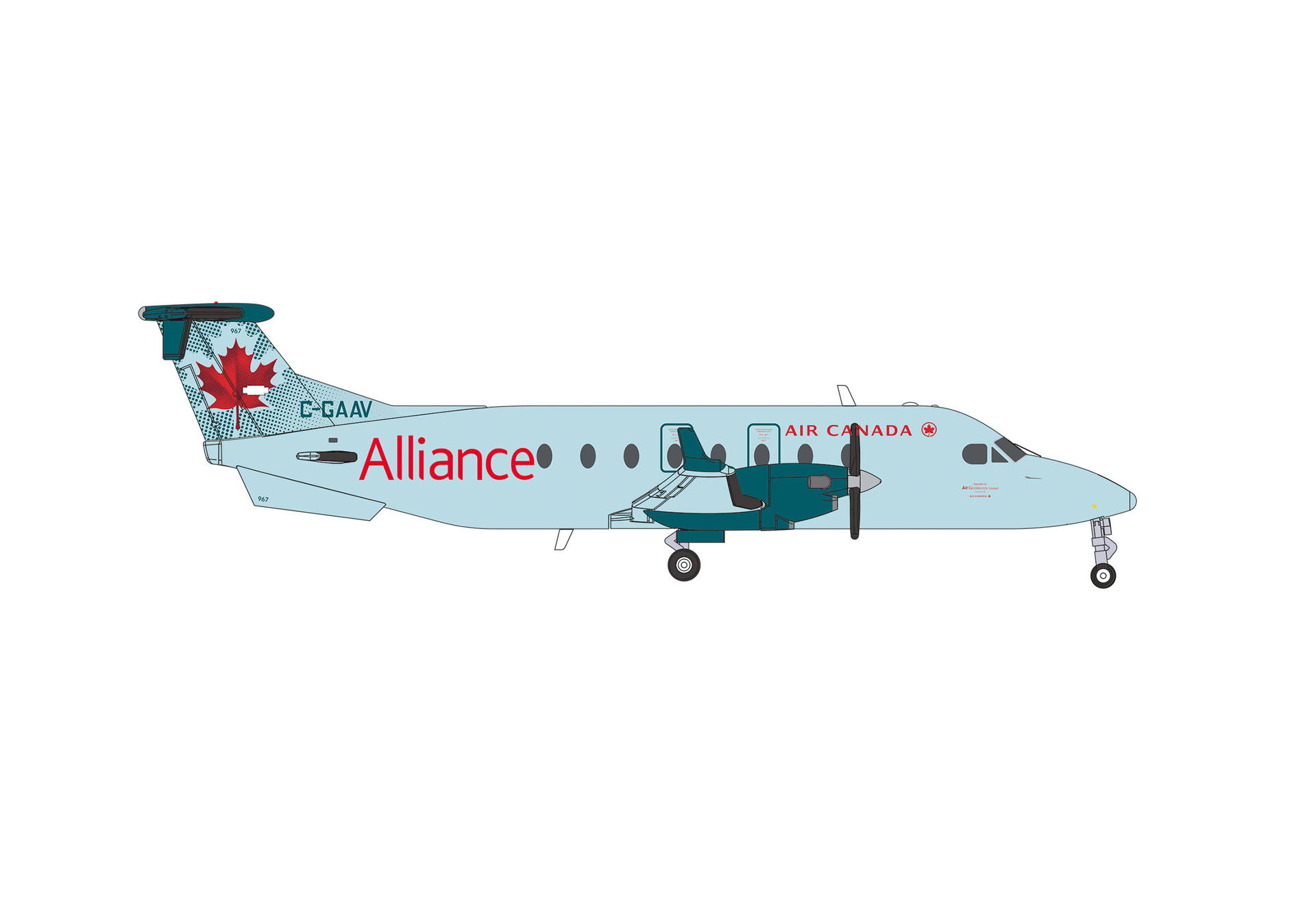 Regionalflugzeug, Flugzeug, Air Canada, Illustration, Lackierung Kanada-Flagge