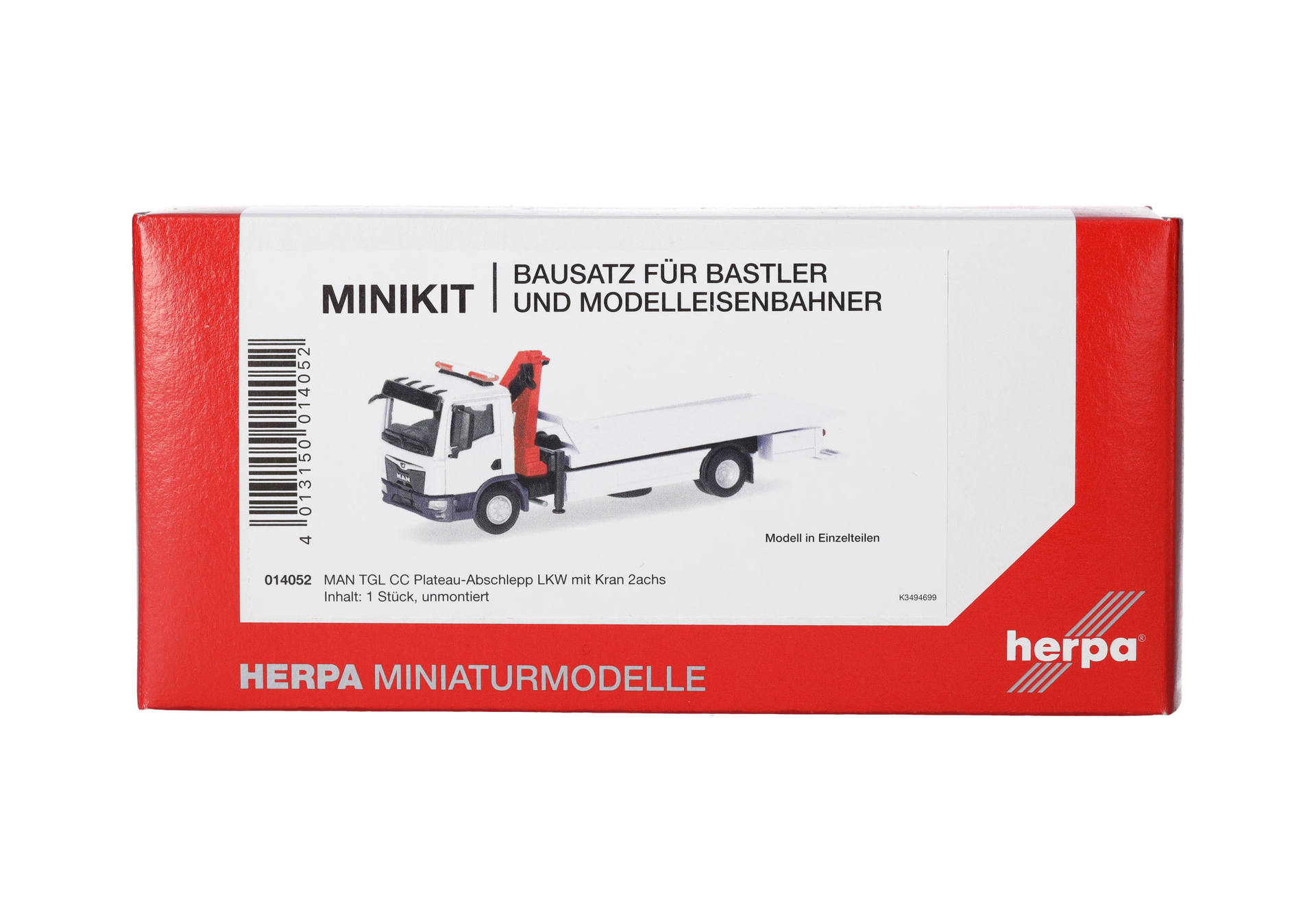 Herpa MiniKit: MAN TGL Plateau tow truck with crane (1 piece)