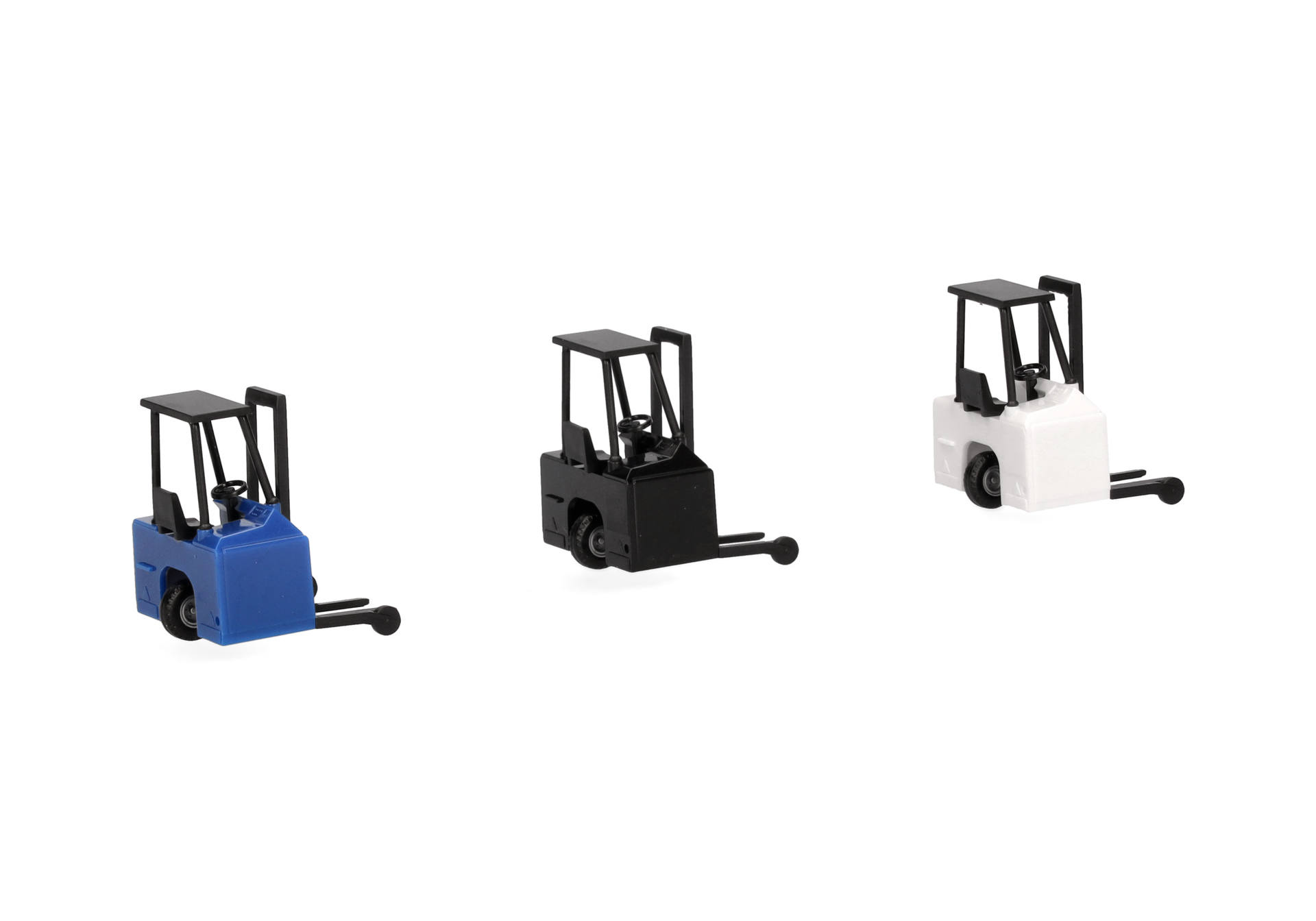 Mitnahmestapler in weiß, blau und schwarz