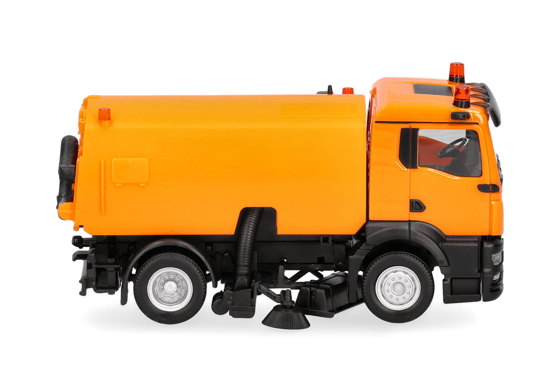 garbage truck, toys, orange truck, dustbin, sweeping brushes