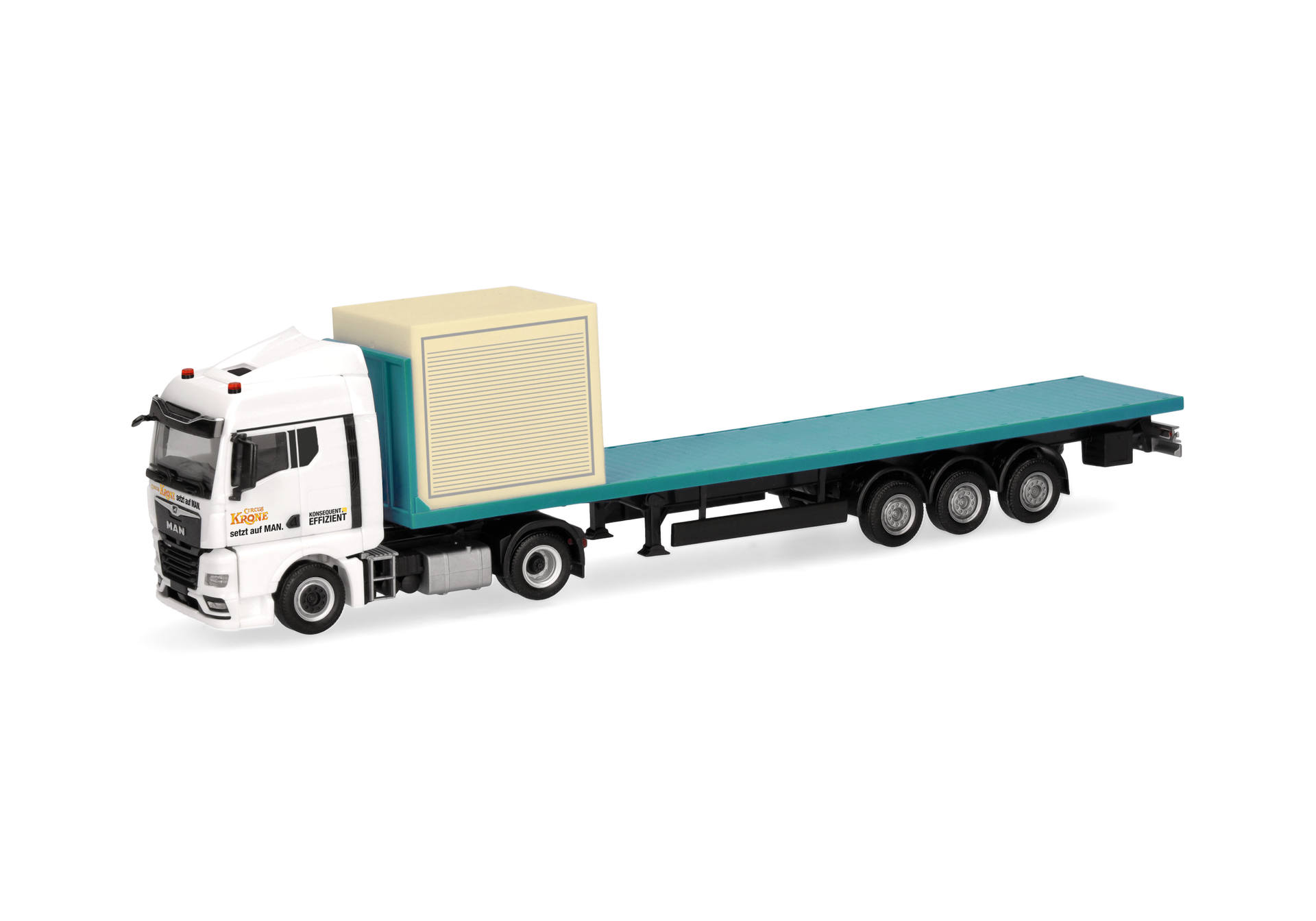MAN TGX GM Flachbett-Sattelzug mit 10ft Koffer "Circus Krone"