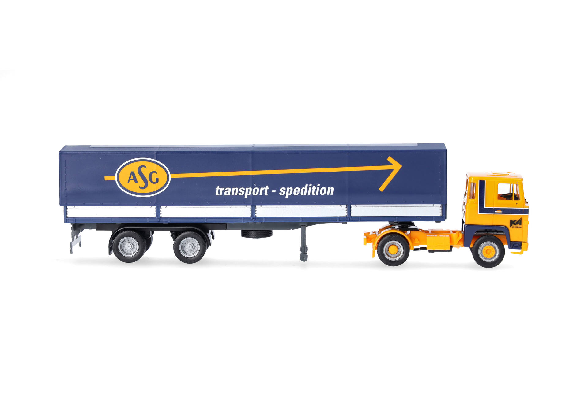 Scania 141 canvas semitrailer truck "ASG" (Sweden/Stockholm)