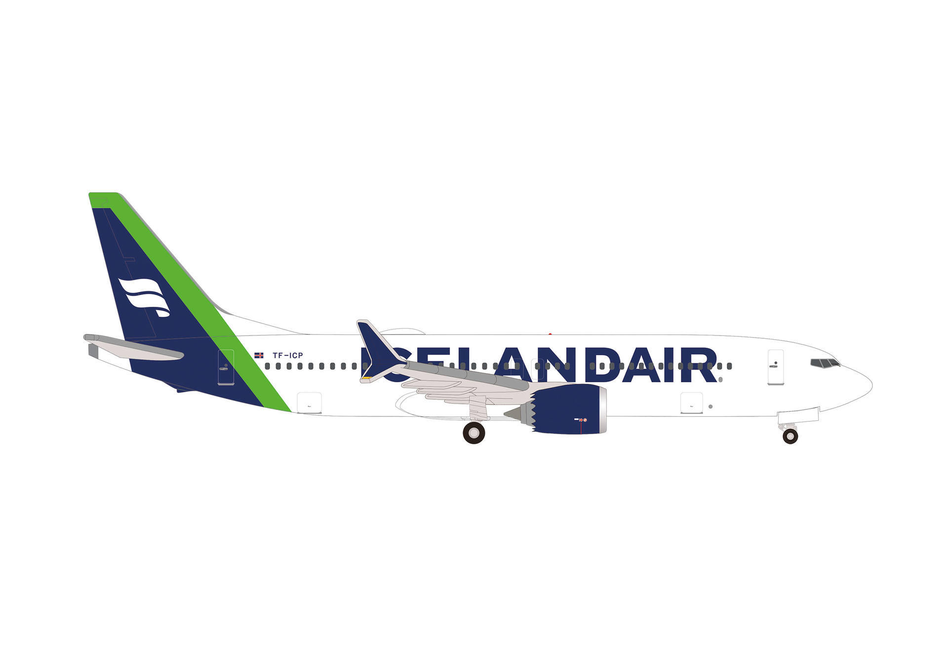 Icelandair Boeing 737 Max 8 - green tail stripe - TF-ICP "Landmannalaugar"