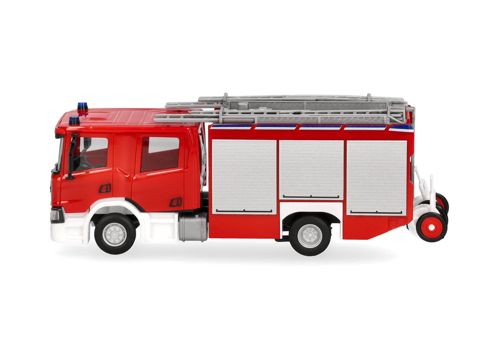 feuerwehrwagen, Spielzeug, rot, Leiter, silberne Paneele