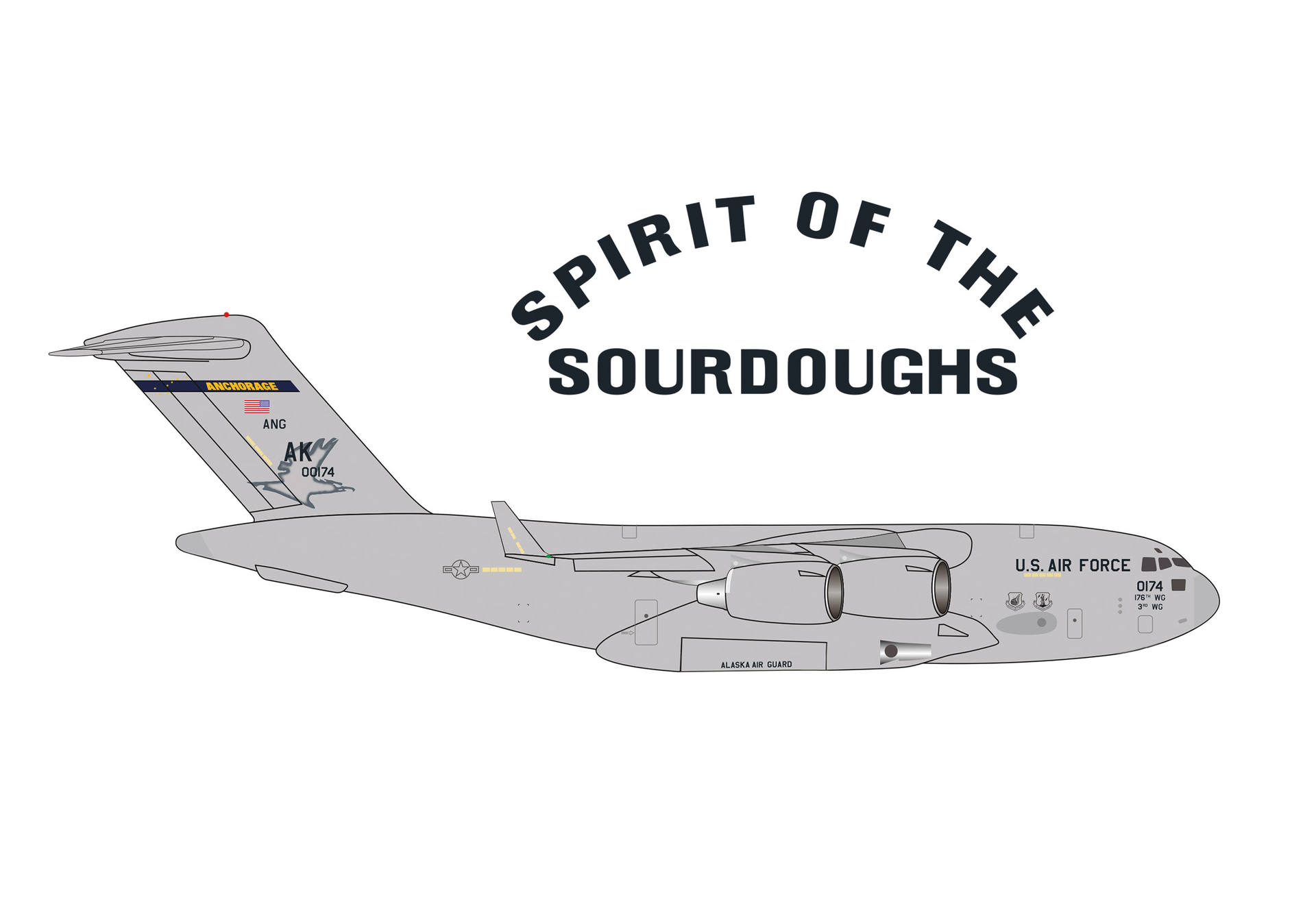 military aircraft, cargo plane, tail insignia, gray, US Air Force