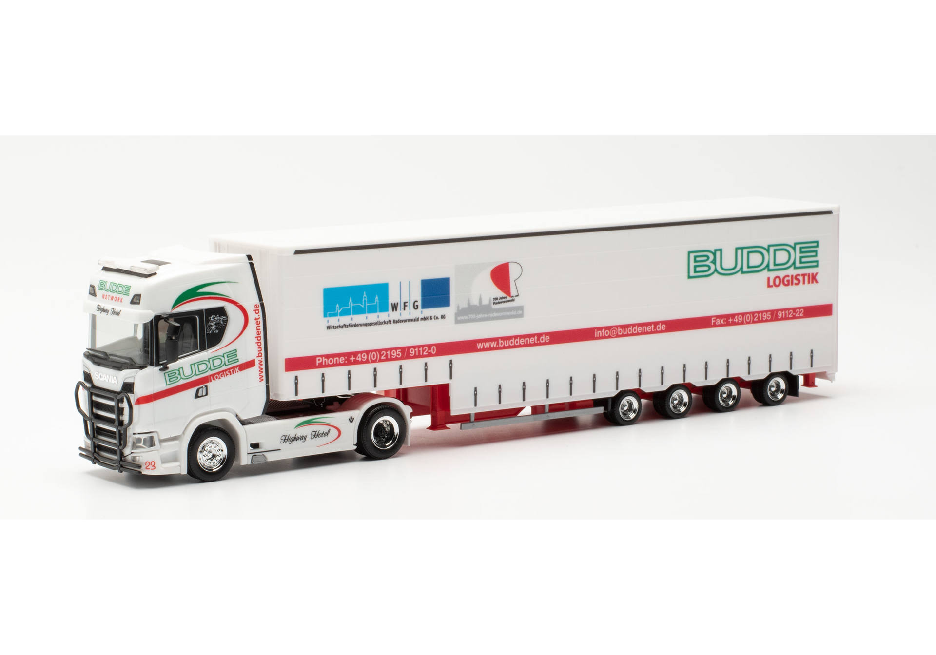 Scania CS 20 high roof Meusburger semitrailer “BLS Budde Logistik Spedition”