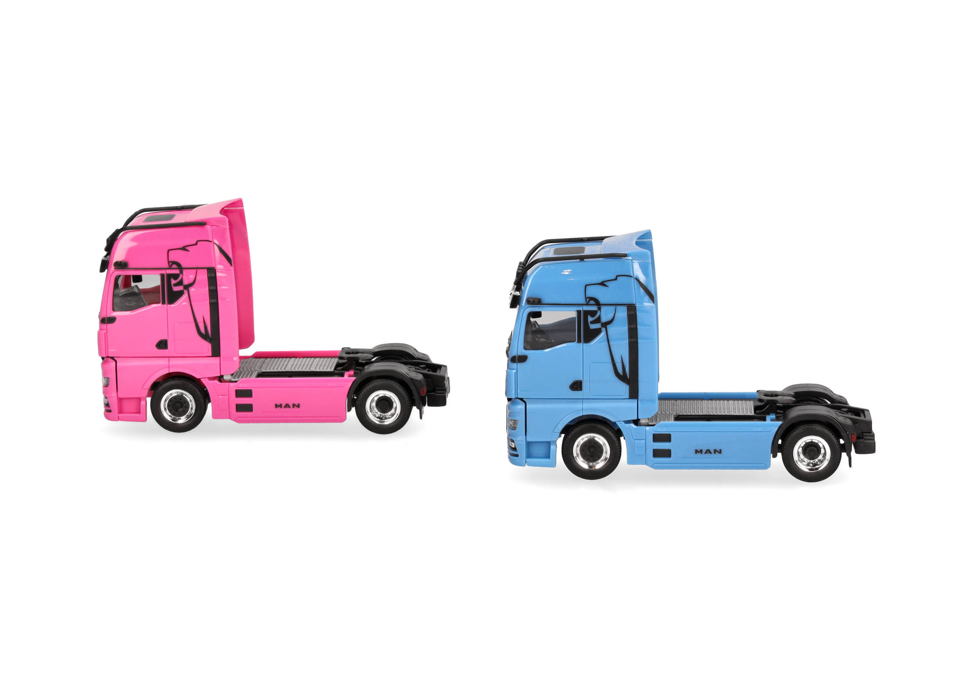 MAN & WOMAN eTGX GX set rigid tractors, 2axles, light blue and pink