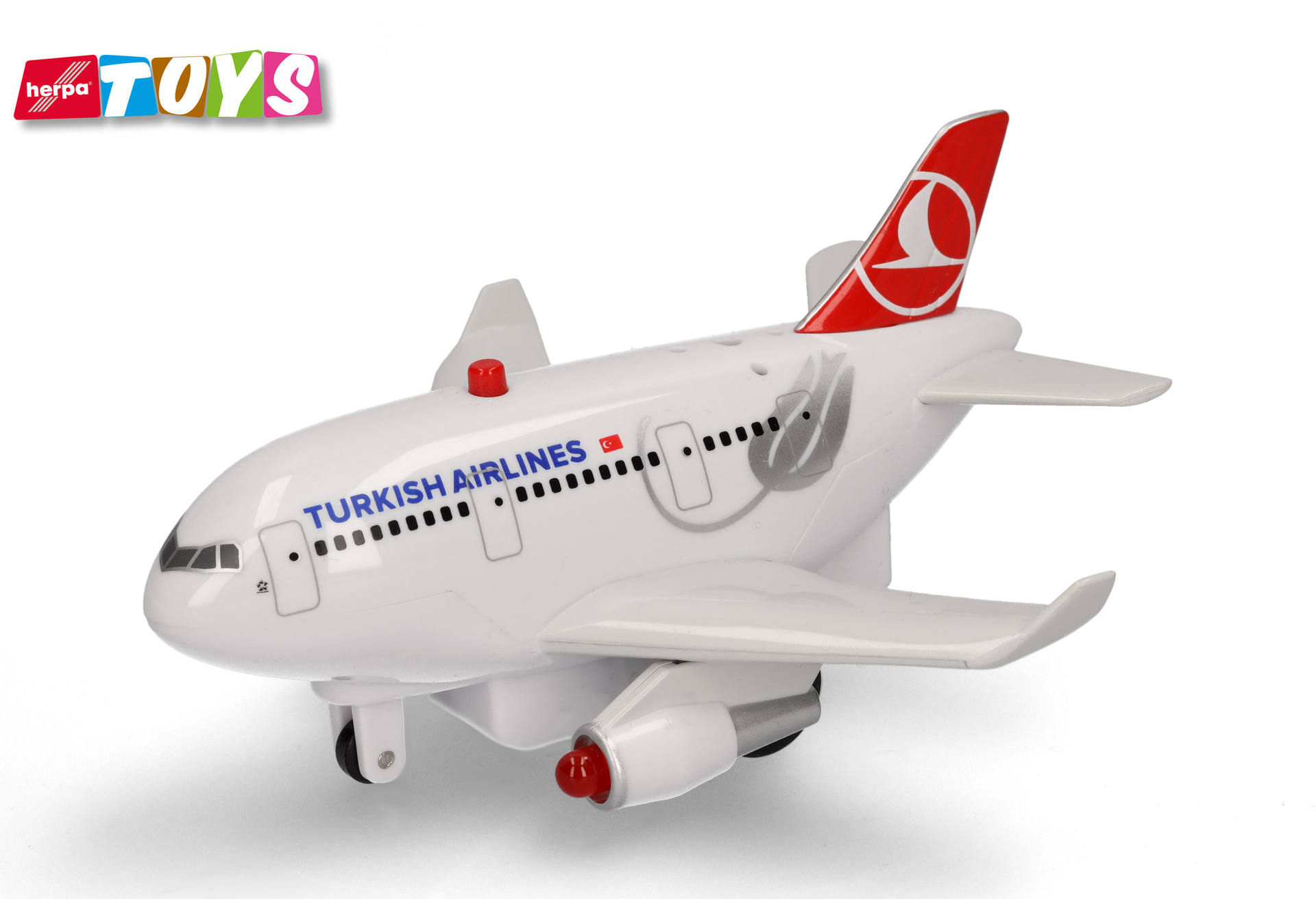 toy airplane, airplane model, white plane, red tail, Turkish Airlines logo