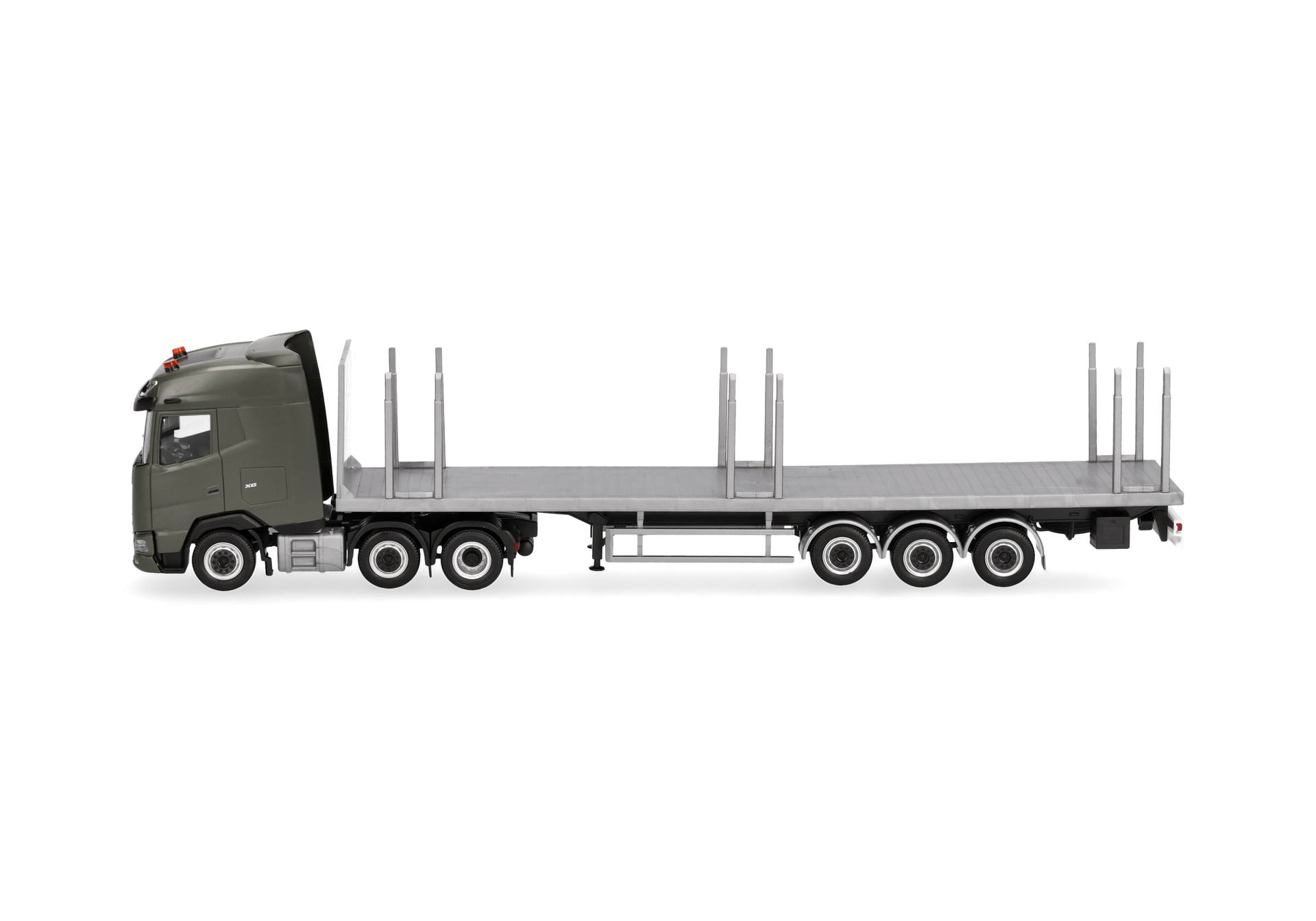 truck, tractor unit, flatbed trailer, semi-trailer, gray