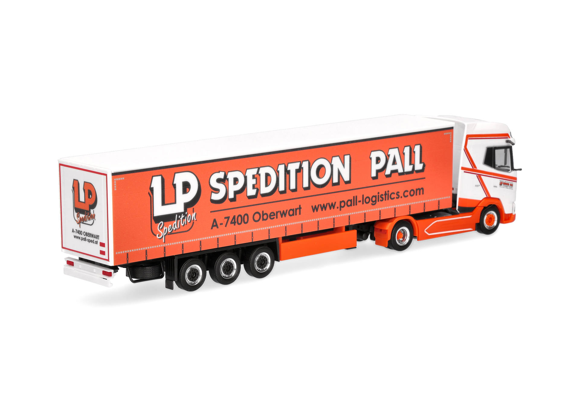 truck, semi-trailer, orange, cab, logistics