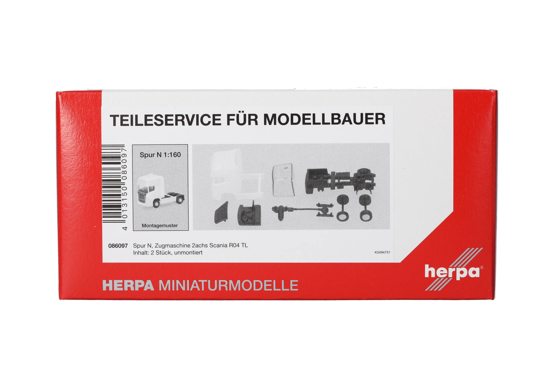 Teileservice, Spur N (1:160), Zugmaschine 2achs Scania R TL (2004), 2 Stück